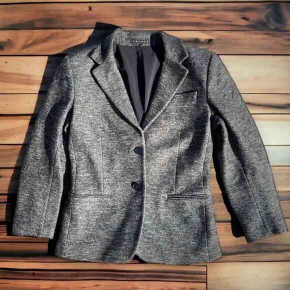 Theory SIZE 6 Gray 3/4 Sleeve Wool/Cotton 2-Button Blazer or Career Jacket - Picture 1 of 6